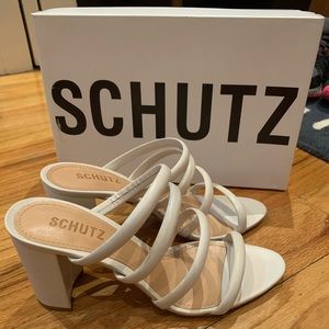 NEW schutz white heel slides size 8